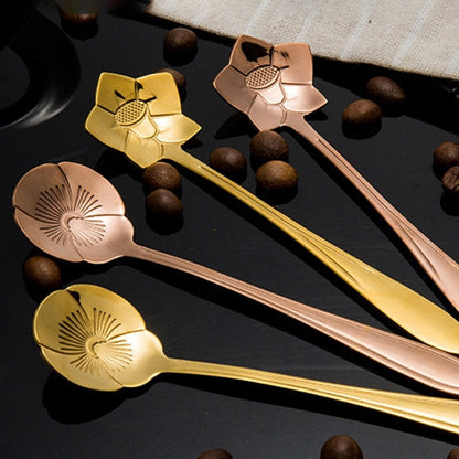 Funki Findz | Spoons | Vintage Gold Flower Coffee Spoons 8 Pcs