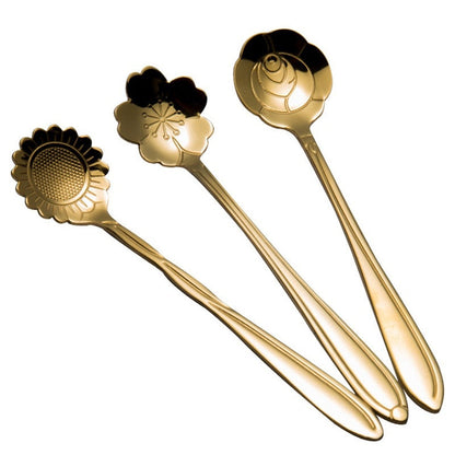 Funki Findz | Spoons | Vintage Gold Flower Coffee Spoons 8 Pcs