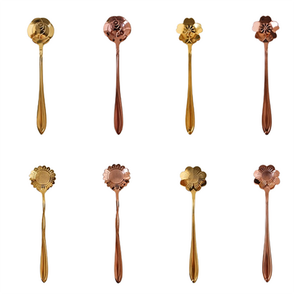 Funki Findz | Spoons | Vintage Gold Flower Coffee Spoons 8 Pcs