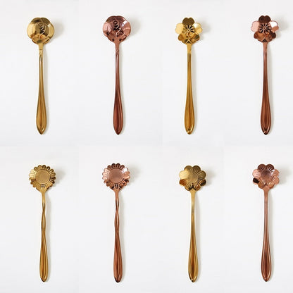 Funki Findz | Spoons | Vintage Gold Flower Coffee Spoons 8 Pcs