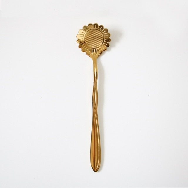 Funki Findz | Spoons | Vintage Gold Flower Coffee Spoons 8 Pcs