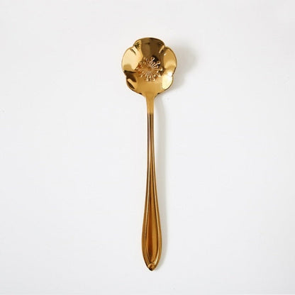 Funki Findz | Spoons | Vintage Gold Flower Coffee Spoons 8 Pcs