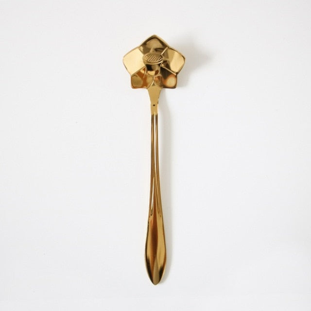 Funki Findz | Spoons | Vintage Gold Flower Coffee Spoons 8 Pcs