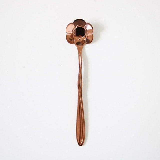 Funki Findz | Spoons | Vintage Gold Flower Coffee Spoons 8 Pcs