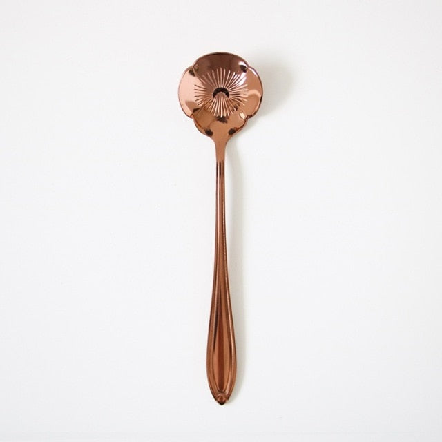 Funki Findz | Spoons | Vintage Gold Flower Coffee Spoons 8 Pcs
