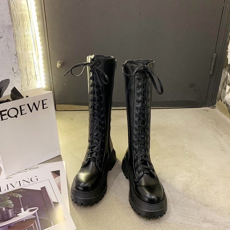 Funki Findz | Boots | Women's Lace Up Chunky Gothic Boots