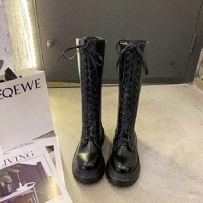 Funki Findz | Boots | Women's Lace Up Chunky Gothic Boots