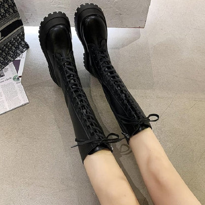 Funki Findz | Boots | Women's Lace Up Chunky Gothic Boots