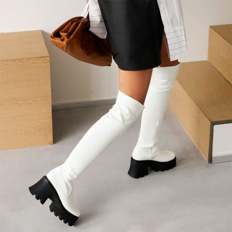 Funki Findz | Boots | Women's Chunky Heel Over the Knee Boots