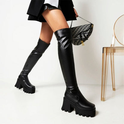 Funki Findz | Boots | Women's Chunky Heel Over the Knee Boots