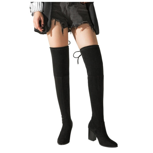 Funki Findz | Boots | Women's Thigh High Block Heel Boots 4|6|8