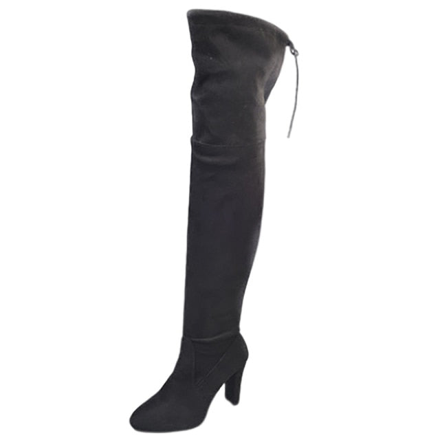 Funki Findz | Boots | Women's Faux Suede Over Knee Slim Boot