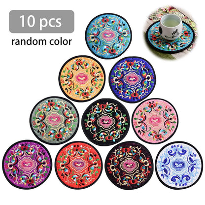 Funki Findz | Coasters | Chinese Floral Embroidered Mats 10 Pcs