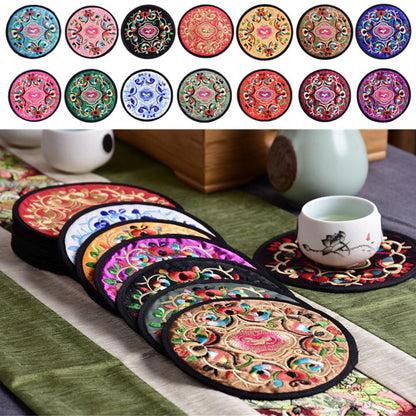 Funki Findz | Coasters | Chinese Floral Embroidered Mats 10 Pcs