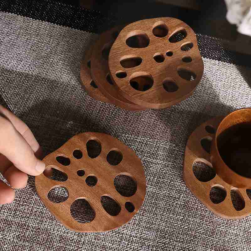 Funki Findz | Coasters | Natural Lotus Root Wood Drink Mats 6 Pcs