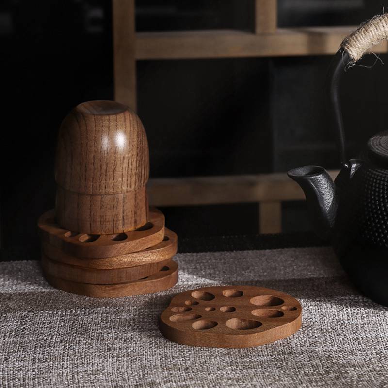 Funki Findz | Coasters | Natural Lotus Root Wood Drink Mats 6 Pcs
