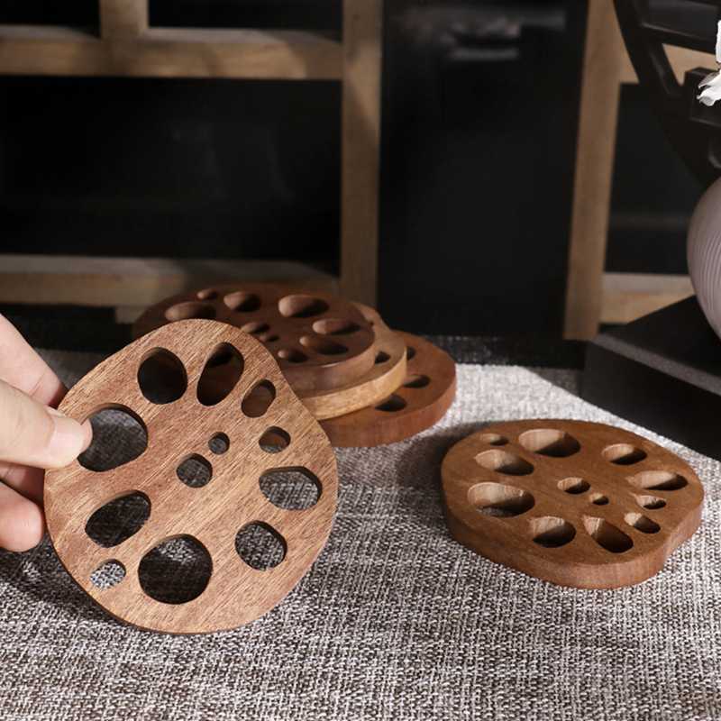 Funki Findz | Coasters | Natural Lotus Root Wood Drink Mats 6 Pcs