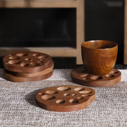 Funki Findz | Coasters | Natural Lotus Root Wood Drink Mats 6 Pcs