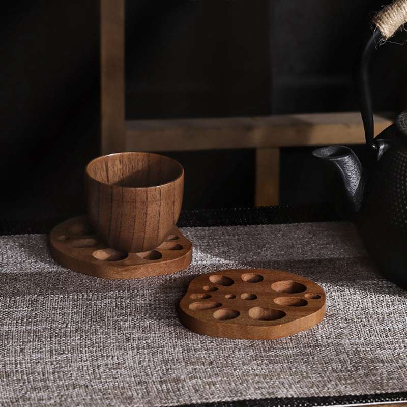 Funki Findz | Coasters | Natural Lotus Root Wood Drink Mats 6 Pcs
