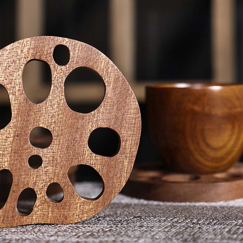 Funki Findz | Coasters | Natural Lotus Root Wood Drink Mats 6 Pcs