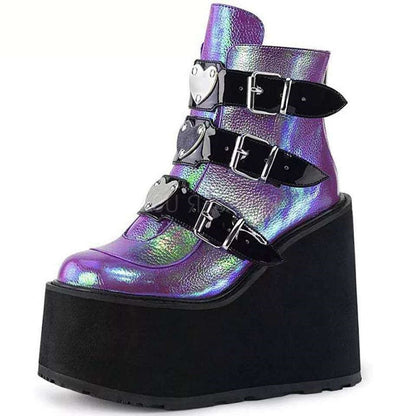Funki Findz | Boots | Women's Buckle Strap Wedge Ankle Boots