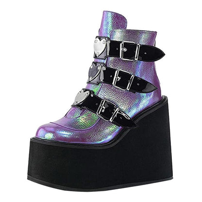Funki Findz | Boots | Women's Buckle Strap Wedge Ankle Boots