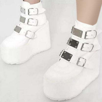 Funki Findz | Boots | Women's Buckle Strap Wedge Ankle Boots
