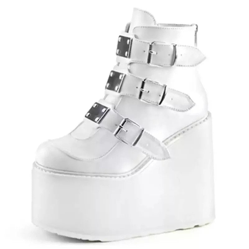 Funki Buys | Boots | Women's Buckle Ankle Boots | Women Punk Platform Boots