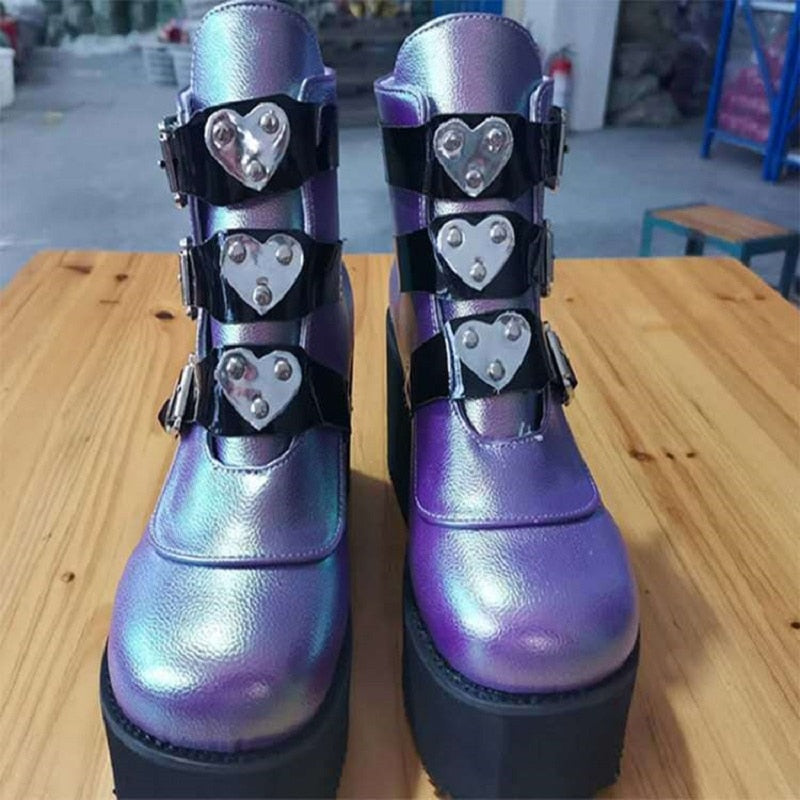 Funki Findz | Boots | Women's Buckle Strap Wedge Ankle Boots