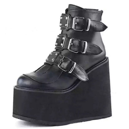 Funki Buys | Boots | Women's Buckle Ankle Boots | Women Punk Platform Boots
