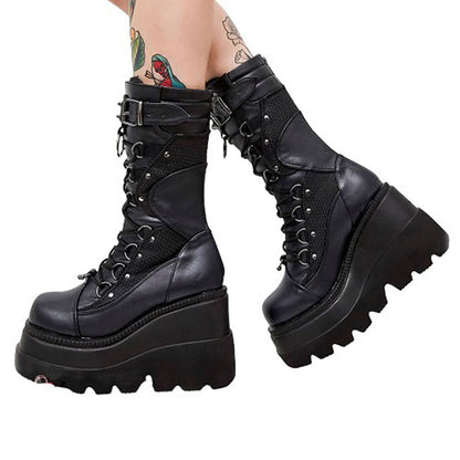Funki Findz | Boots | Women's Punk High Platform Wedge Boots