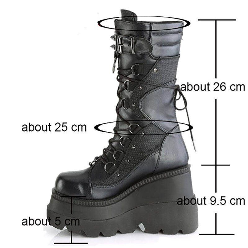 Funki Findz | Boots | Women's Punk High Platform Wedge Boots