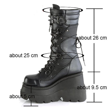 Funki Findz | Boots | Women's Punk High Platform Wedge Boots
