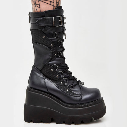 Funki Findz | Boots | Women's Punk High Platform Wedge Boots