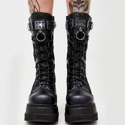 Funki Findz | Boots | Women's Punk High Platform Wedge Boots