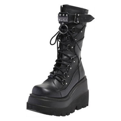 Funki Findz | Boots | Women's Punk High Platform Wedge Boots