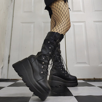 Funki Findz | Boots | Women's Punk High Platform Wedge Boots