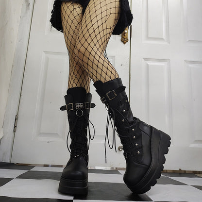 Funki Findz | Boots | Women's Punk High Platform Wedge Boots