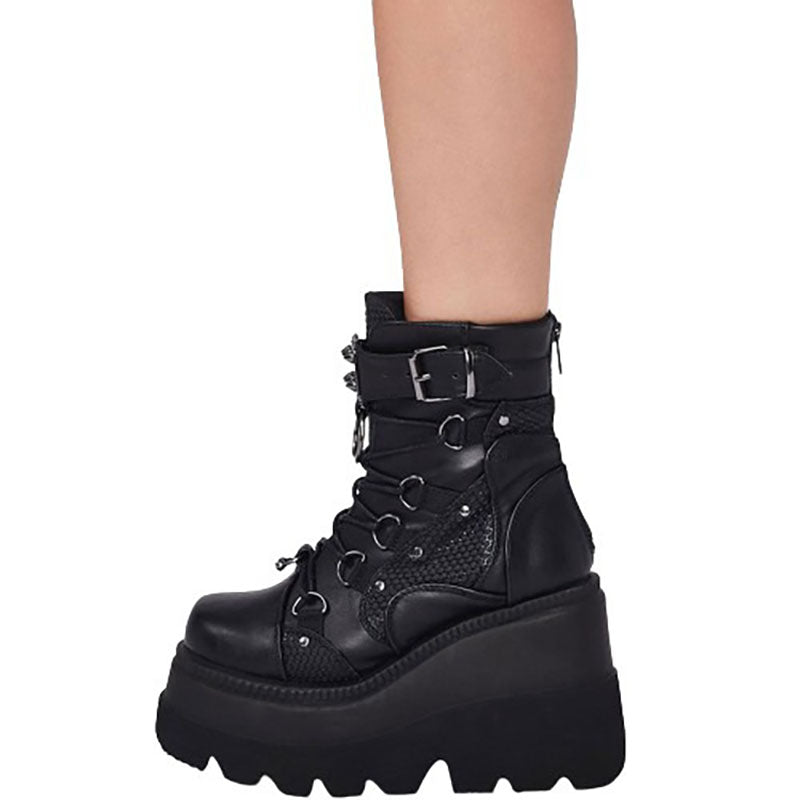 Funki Findz | Boots | Women's Punk High Platform Wedge Boots