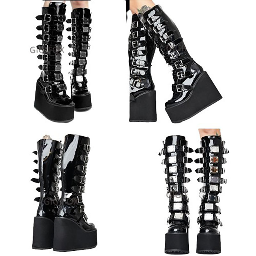 Funki Findz | Boots | Women's High Platform Wedge Buckle Boot