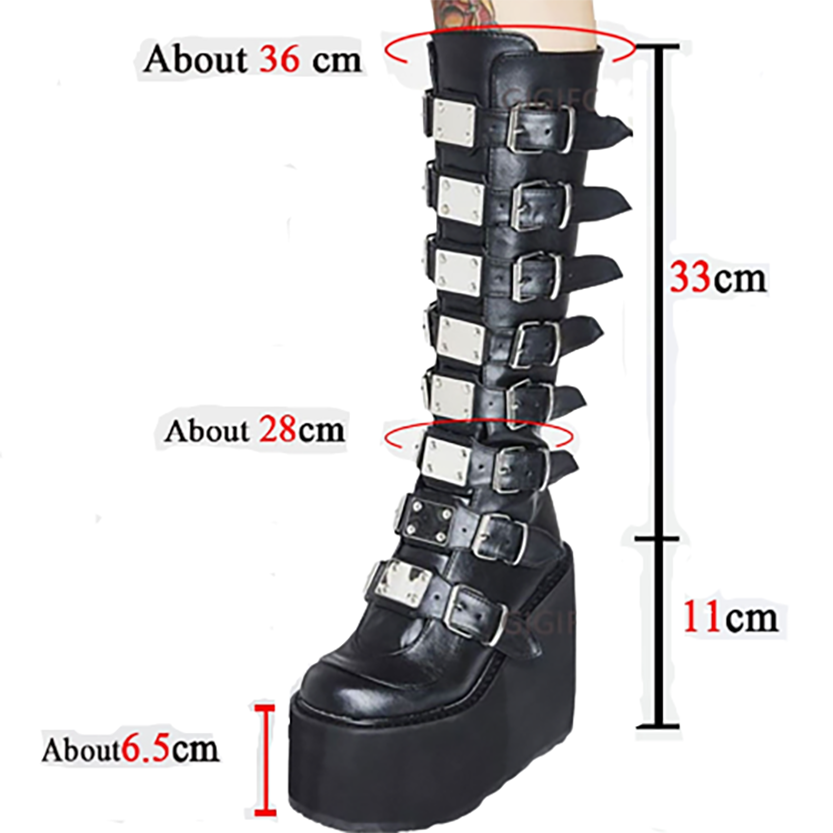 Funki Findz | Boots | Women's High Platform Wedge Buckle Boot