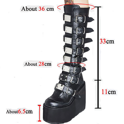 Funki Findz | Boots | Women's High Platform Wedge Buckle Boot