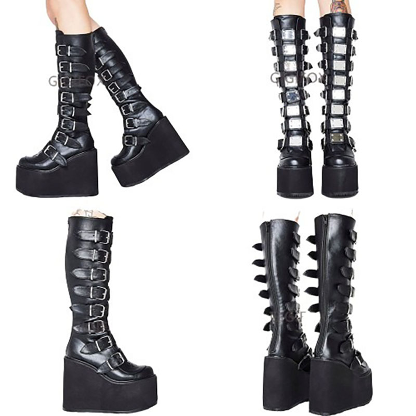 Funki Findz | Boots | Women's High Platform Wedge Buckle Boot