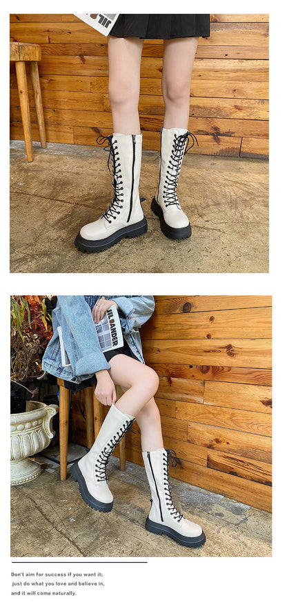 Funki Findz | Boots | Women's White Gothic Punk Lace Up Boots
