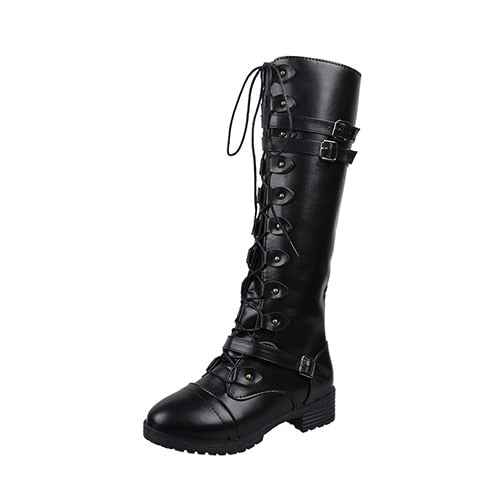 Funki Findz | Boots | Women's Roman Lace Up High Flat Boots