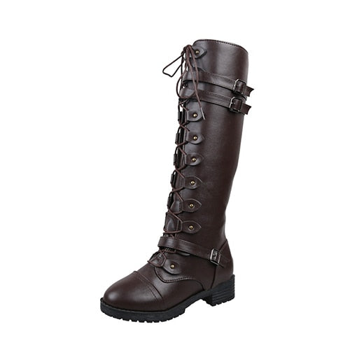Funki Findz | Boots | Women's Roman Lace Up High Flat Boots
