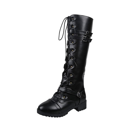 Funki Findz | Boots | Women's Roman Lace Up High Flat Boots