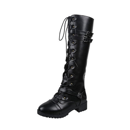 Funki Findz | Boots | Women's Roman Lace Up High Flat Boots