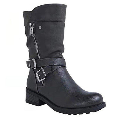 Funki Findz | Boots | Women's Biker Boot | Zipper Buckle Boots
