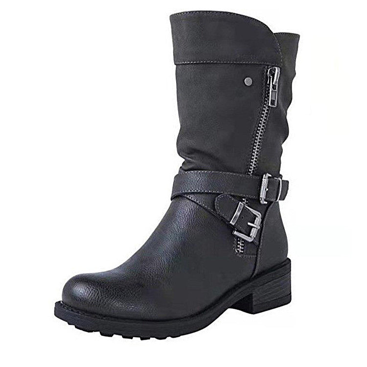 Funki Findz | Boots | Women's Biker Boot | Zipper Buckle Boots